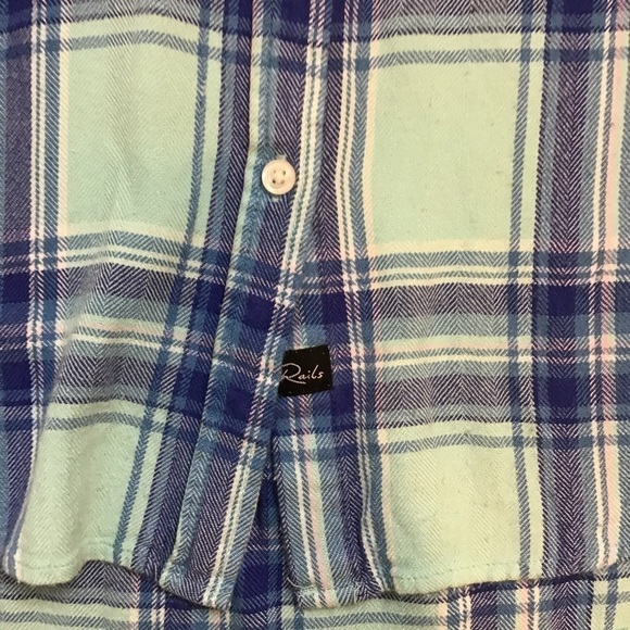 Rails Britt Tartan Plaid Cap Sleeve Button Front Top - Picture 12 of 14